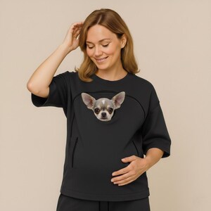 Custom Womens Sweatshirt: Oversized Pet Carrier Hoodie for Cat & Dog Mom - Personalized Mother Gifts or Mother Day Gift image 4