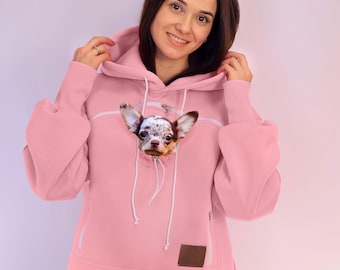 Bolsa de transporte para animais de estimação feita à mão com capuz: Bolsa de viagem para cães e gatos, rosa blush