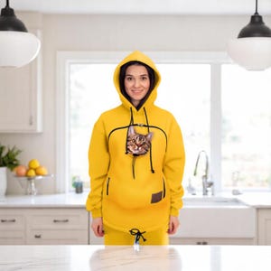 Regalo personalizado para ella o para él: Conjunto de sudadera y jogger con transportín para mascotas / Conjunto hecho a mano para amantes de las mascotas / Regalo para hermanas mayores y futuras mamás
