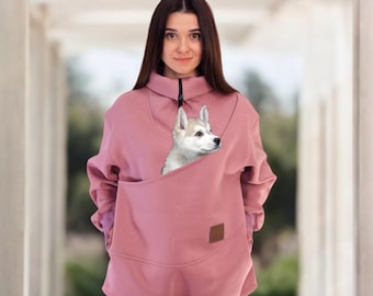 Handmade Dog Carrier Sweatshirt for Pet Owners | Warm Pug Lover Gift Sweatshirt | For pets 0.5-3kg | 1-7lbs