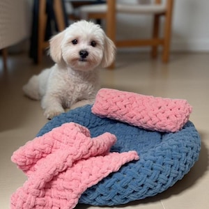 Custom Size Dog Bed – Wicker Dog Bed | Plush Dog Bed Basket | Minimalist Modern Pet Furniture | Handmade Gift for Pet Lovers