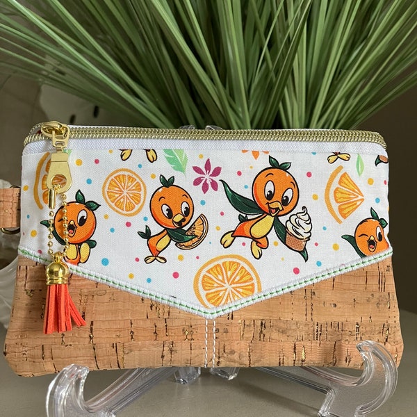 Orange Florida Bird Zipper Bag Pouch Mini Purse
