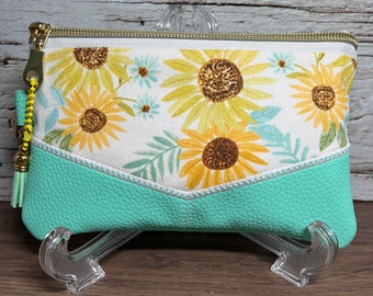 Sunflower Zipper Bag Pouch Mini Purse