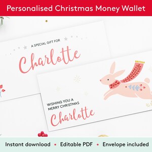 Personalisierte Weihnachtsgeldbörse, Weihnachtsgeld-Umschlag, Weihnachtsbargeld, Printable-Geldhalter, Weihnachtsgeschenkkarte, Sofort Download