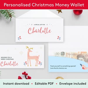 Personalised Christmas Money Wallet, Christmas Money Envelope, Christmas Cash, Xmas money holder, Christmas gift card, Christmas Money Card