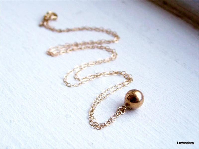 Gold Ball Necklace Gold Necklace 14k Gold Fill Simple Etsy