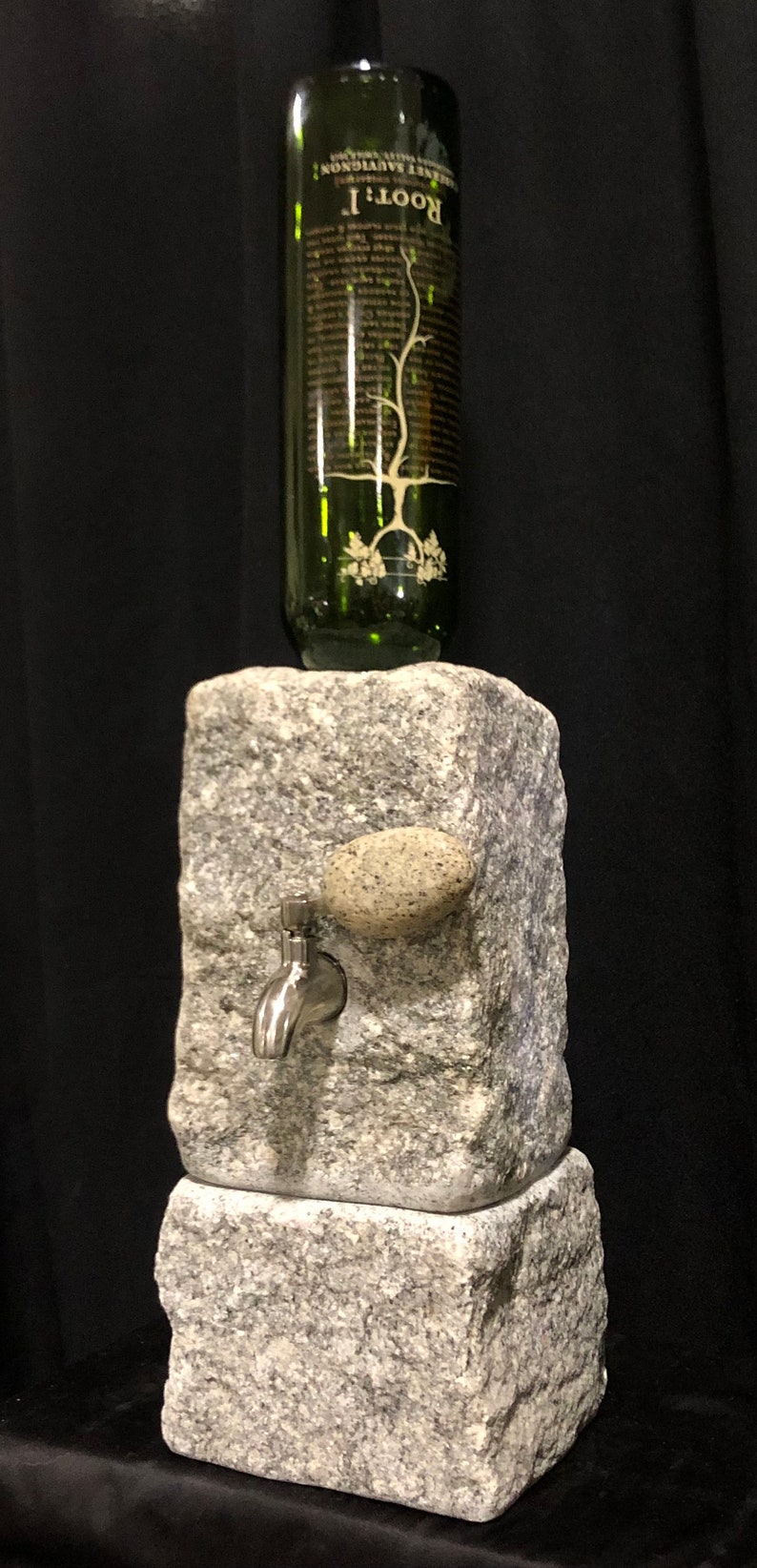 Stone Liquor Dispenser with Stone Pedestal Riser Base included image 1