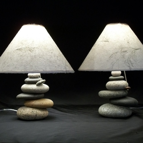 Bedside Lamps .set of Balance Rock Lamps Etsy