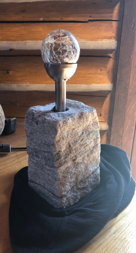 Granite Stone Solar Lights Etsy