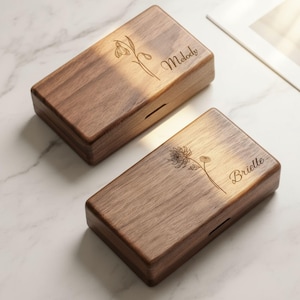 Custom Birth Flower Wooden Jewelry Box | Custom Jewelry Box | Personalized Bridesmaid Gifts | Wooden Jewelry Organizer | Bridesmaid Proposal