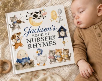 Personalized Nursery Rhymes Book, Custom Baby Name Storybook, 1st Birthday Gift Boy or Girl, First Mother's Day Gift, Baby Keepsake