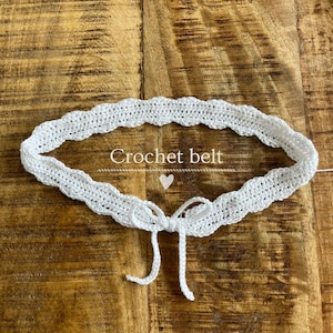 Bloom Tie Belt PDF – Crochet Lace Waist Belt, Floral Boho Tie Belt, Handmade Festival Accessory, White Cottagecore Belt, Adjustable Waist