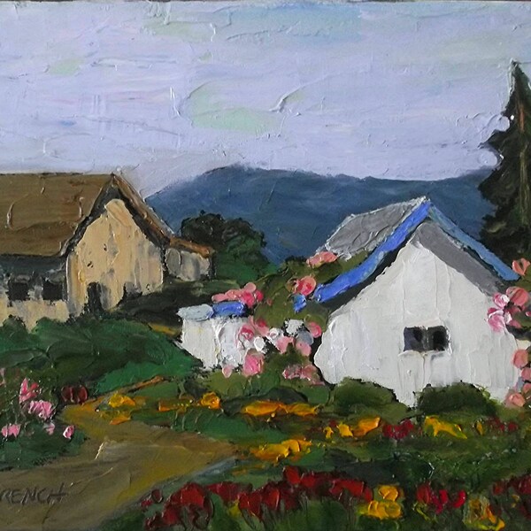Impressionist Painting California FARM GARDEN Plein Air Landscape Oil Original Art Lynne French 11x14