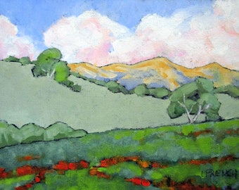 CALABASAS HILLS Lynne French 9x12 California Landscape Signed Oil Painting