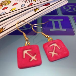 Orecchini emoticon Sagittario, orecchini zodiacali di carta, amanti dell'astrologia, orecchini Acquario, orecchini Capricorno, regali di compleanno del Sagittario