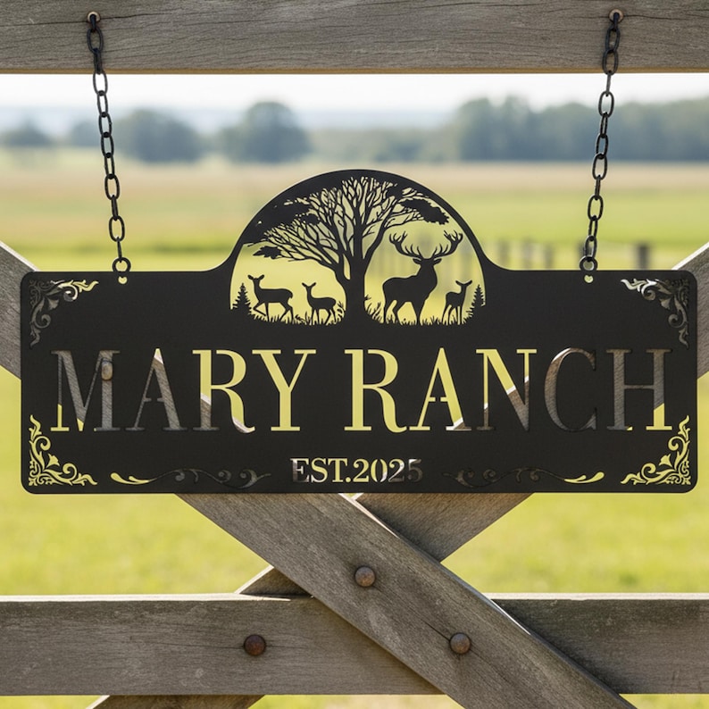 Personalized Metal Farmhouse Sign,Custom Ranch Sign,Entrance Gate Sign,Rustic Ranch Decor,Farmer Gift,Steel Gate Sign,Huge metal farm sign image 3