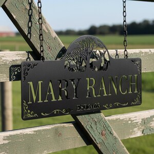 Personalized Metal Farmhouse Sign,Custom Ranch Sign,Entrance Gate Sign,Rustic Ranch Decor,Farmer Gift,Steel Gate Sign,Huge metal farm sign image 2