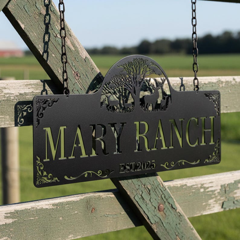 Personalized Metal Farmhouse Sign,Custom Ranch Sign,Entrance Gate Sign,Rustic Ranch Decor,Farmer Gift,Steel Gate Sign,Huge metal farm sign image 2