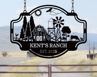Personalized Metal Farmhouse Sign,Custom Ranch Sign,Cabin Gate Sign,Rustic Ranch Decor,Farmer Gift,Huge Ranch sign,Cottage Name Sign
