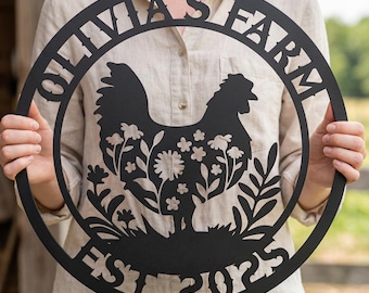 Personalized Metal Chicken Coop Sign with Floral Design,Farmhouse Wall Hanging,Farm Sign,Farm Decor,Chicken House Sign,Chicken coop Wall Art
