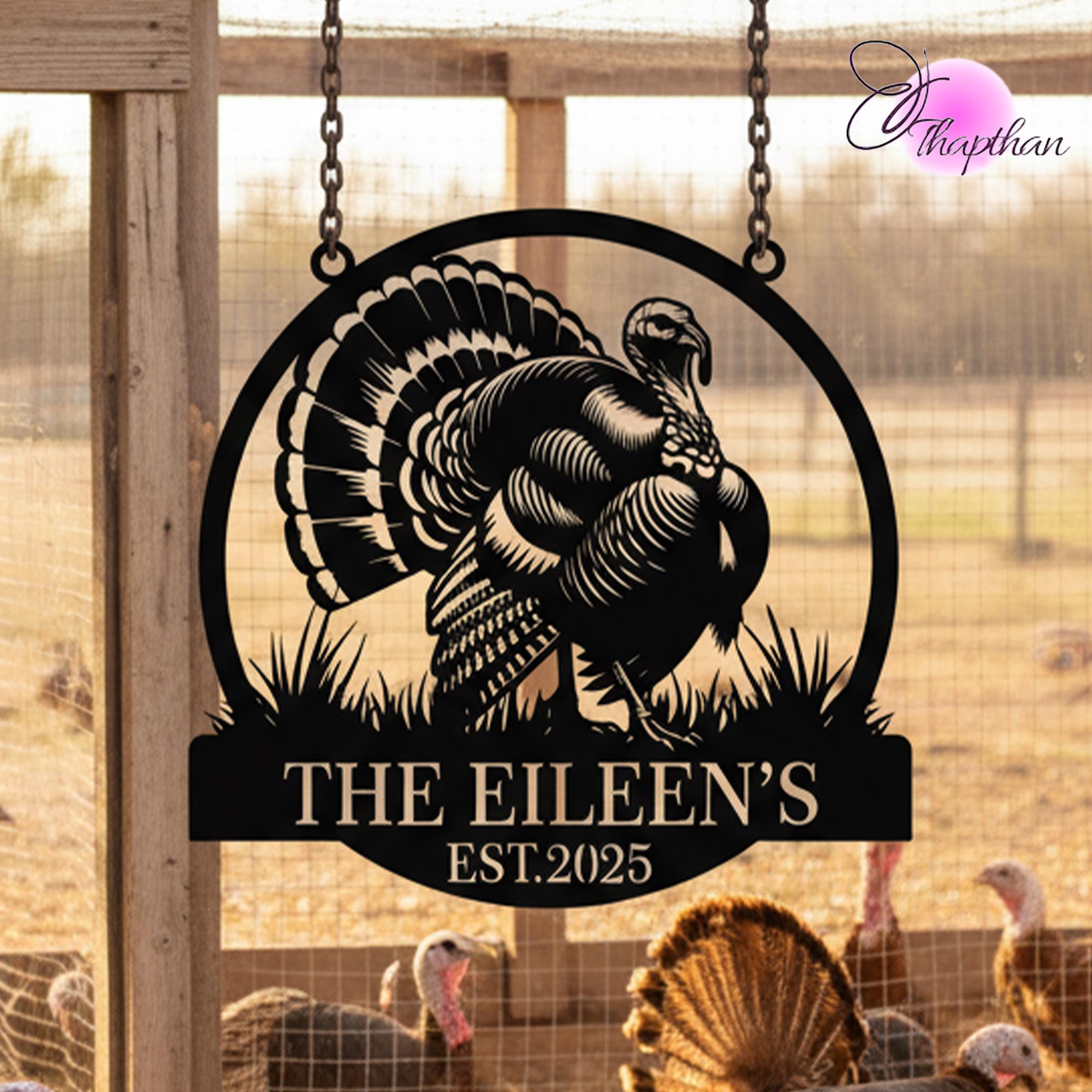 Personalized Wild Turkey Farm Metal Wall Art, Custom Turkey Farm Name ...