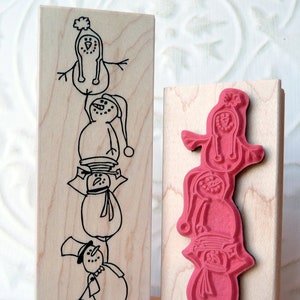 Snowman Totem pole rubber stamp from oldislandstamps