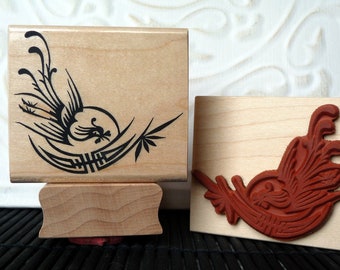 Phoenix and Shou Chinese rubber stamp from oldislandstamps