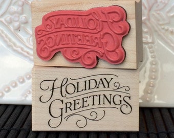 Holiday Greetings rubber stamp from oldislandstamps