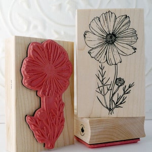 Cosmos Flower rubber stamp from oldislandstamps