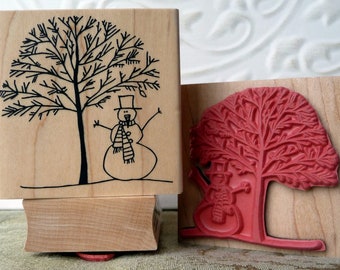 Winter Tree Snowscene rubber stamp from oldislandstamps