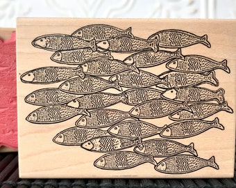 School of Fish rubber stamp from oldislandstamps