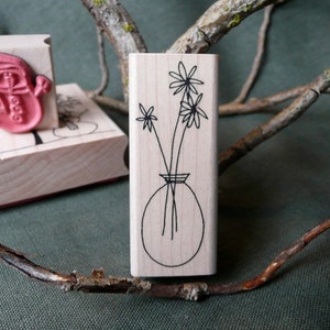 Clear Vase with flowers rubber stamp from oldislandstamps
