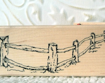 Rustic Fence rubber stamp from oldislandstamps