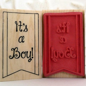 It&#39;s a Boy! banner rubber stamp from oldislandstamps