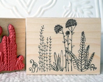 Field of Flowers rubber stamp from oldislandstamps