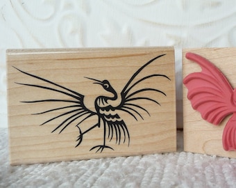 Asian Crane rubber stamp from oldislandstamps