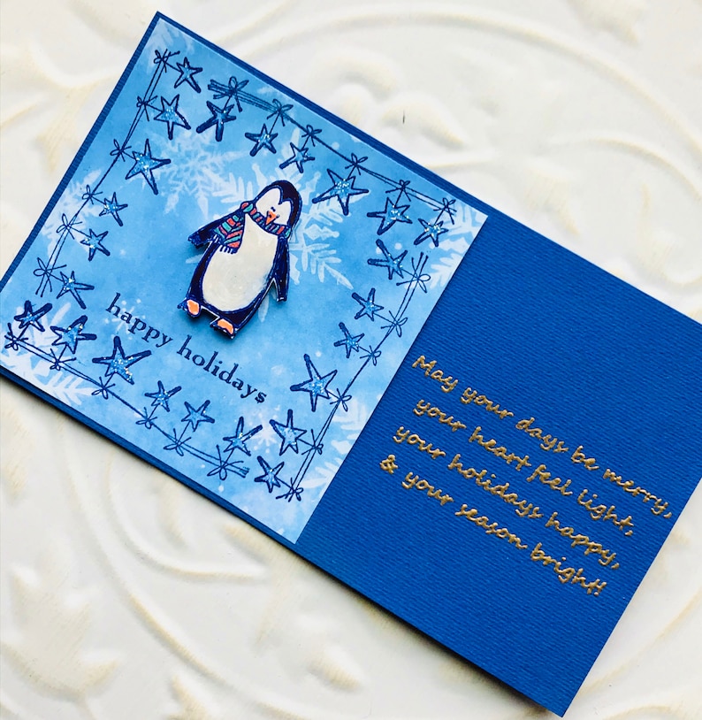 Christmas penguin rubber stamps