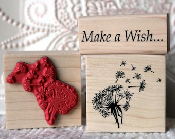 Sello de goma con forma de diente de león y flor de deseos de oldislandstamps