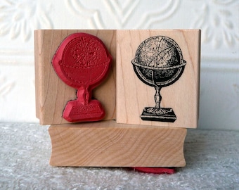 Vintage Old World Globe sello de goma de oldislandstamps