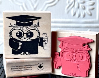 Wise Graduation Owl rubber stamp from oldislandstamps