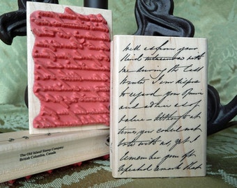 Handwritten script rubber stamp from oldislandstamps