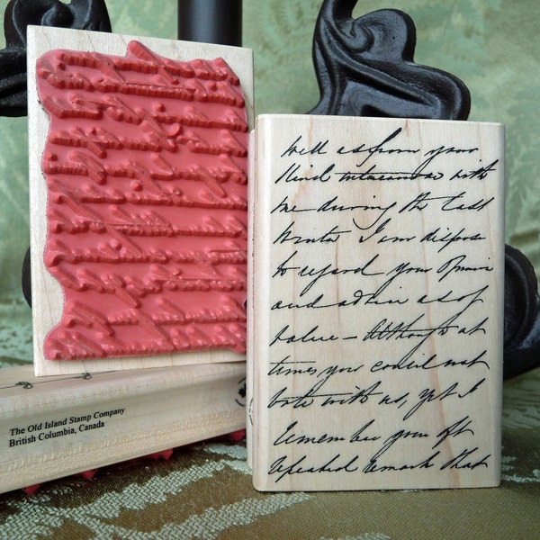 Handwritten script rubber stamp from oldislandstamps