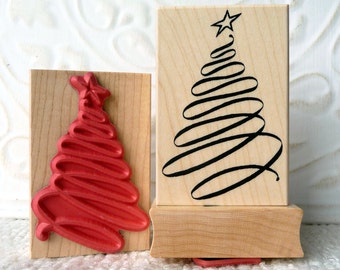 Ribbon Christmas Tree rubber stamp from oldislandstamps