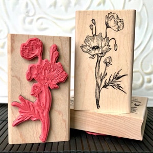 Poppy flower rubber stamp from oldislandstamps