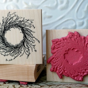 Rustic Wreath rubber stamp from oldislandstamps