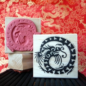 Asian Dragon rubber stamp from oldislandstamps