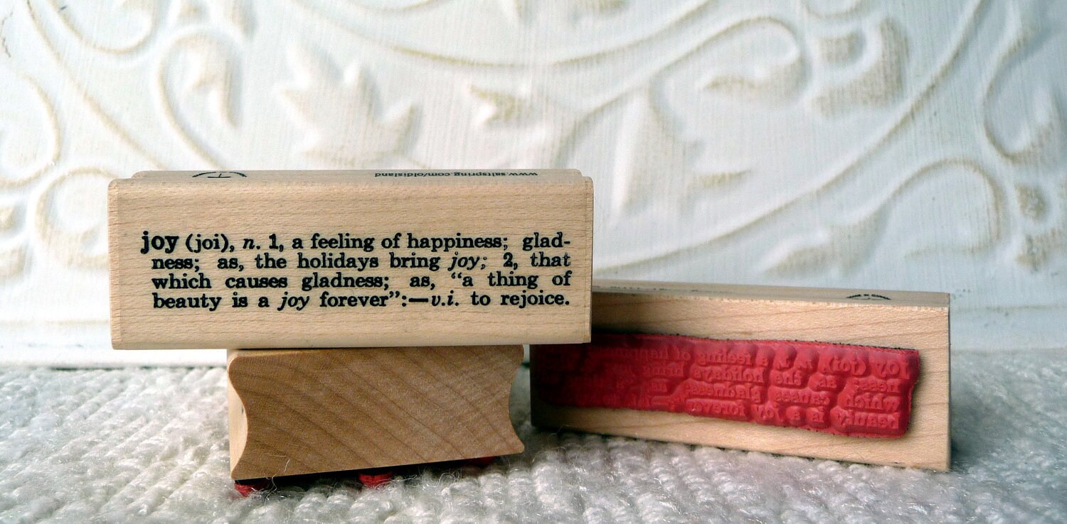 Joy Definition rubber stamp from oldislandstamps Etsy