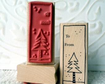 Christmas Tree To/From Tag rubber stamp from oldislandstamps