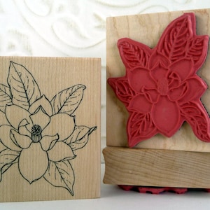 Magnolia flower rubber stamp from oldislandstamps