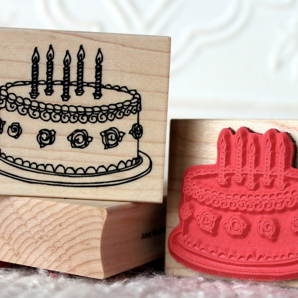 Cake Rubber Stamp Etsy